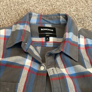 Bonobos Gray and Blue Casual Button Down Shirt